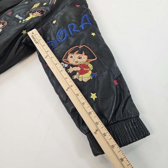 Vintage DORA THE EXPLORER KIDS EMBROIDERED BLACK LEATHER JACKET 4X - Picture 2 of 15